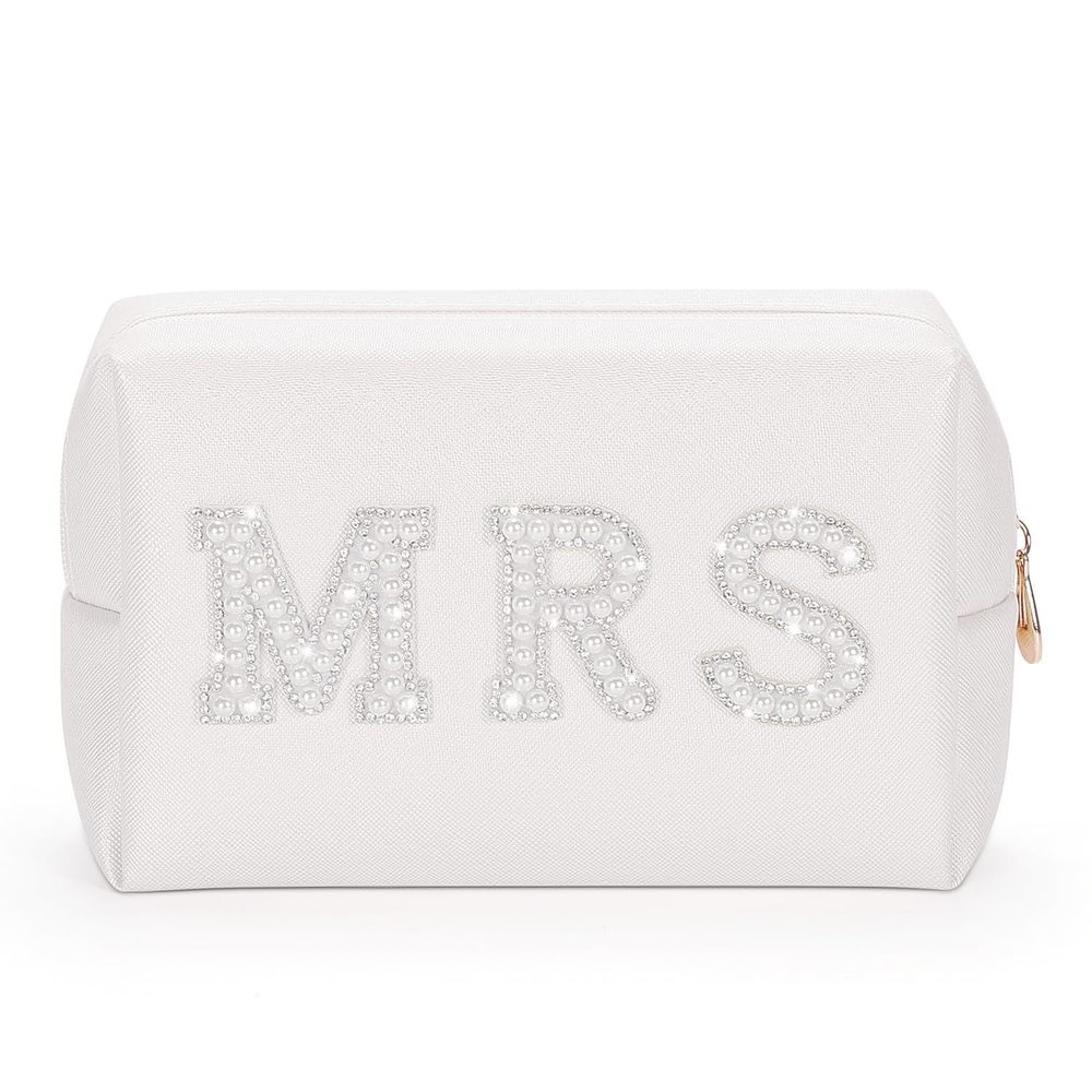 Mrs Letter Cosmetic Bag, Bridal Shower Gifts Small Pu Waterproof Makeup Bag,🫲